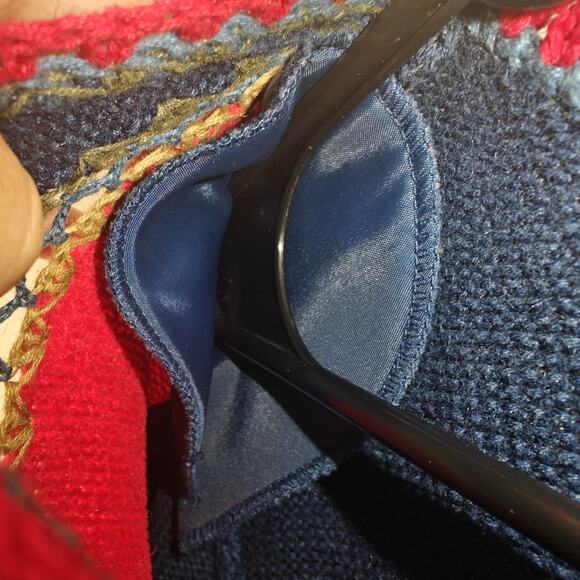 Koret City Blues Women Large Patchwork Crochet Cardigan Sweater Vintage - Picture 9 of 13